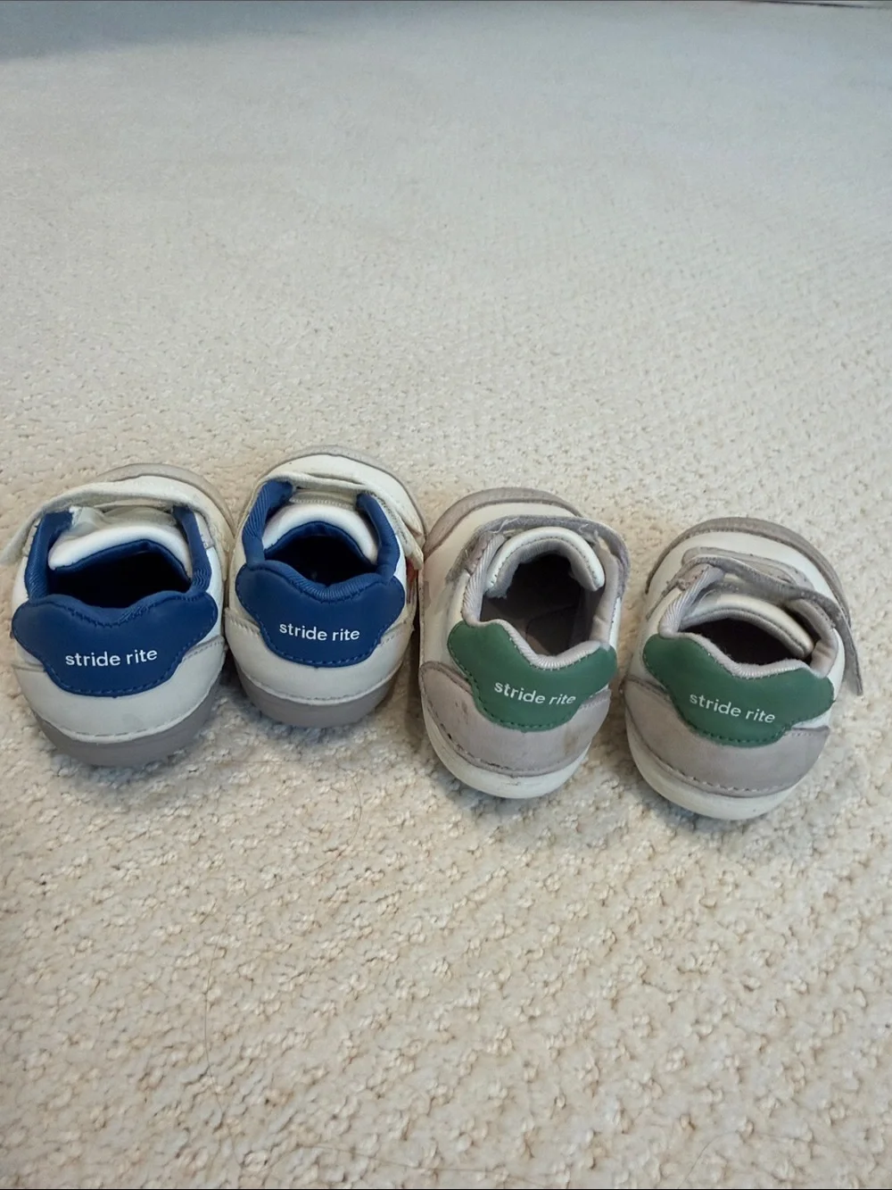 Stride Rite Kids White and Gray Velcro Walking Sneakers - Pair